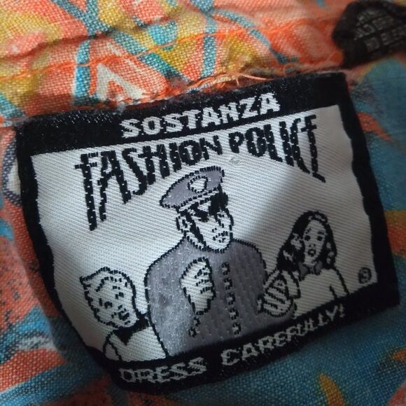 Vintage Sostanza Fashion Police Abstract Geometric Hawaiian Shirt - Picture 6 of 8